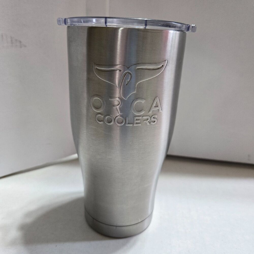 ORCA Chaser 27 oz Stainless Steel Insulated Tumbler with Transparent Lid Silver